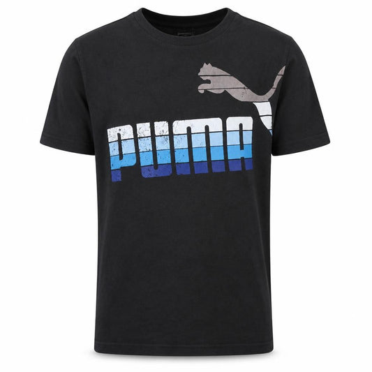 Front view of Puma Men's Black M Graphic Logo Sports T-Shirt