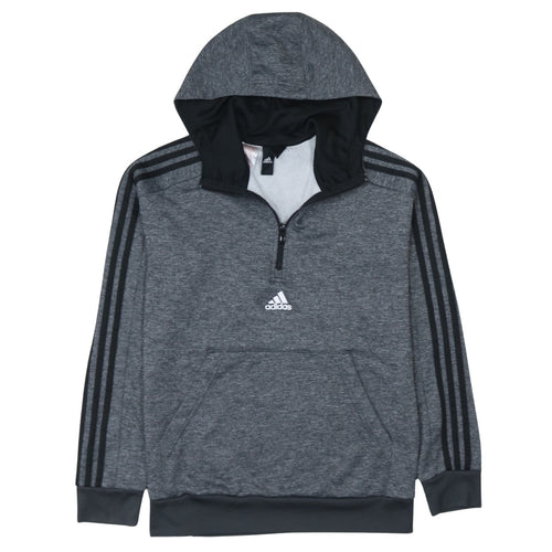 Adidas Boys Grey 1/4 Zip Hooded Sweatshirt Size 10-11 Years