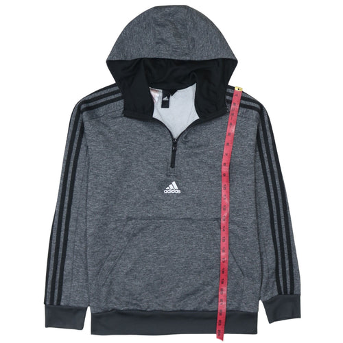 Adidas Boys Grey 1/4 Zip Hooded Sweatshirt Size 10-11 Years