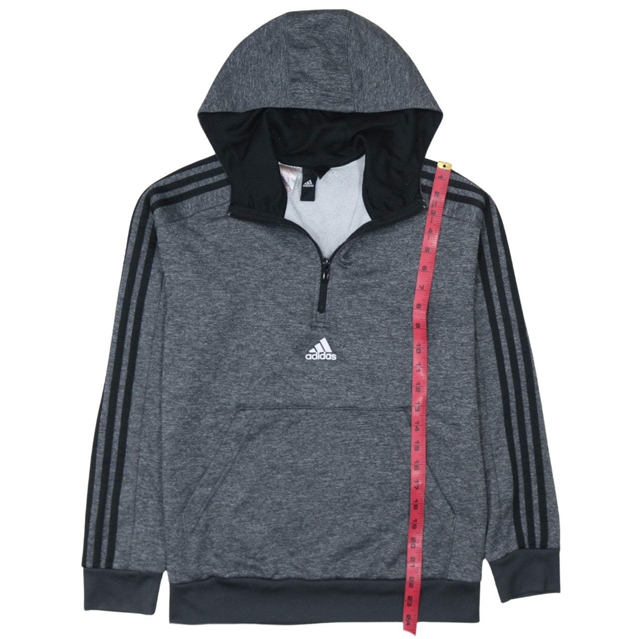 Adidas Boys Grey 1/4 Zip Hooded Sweatshirt Size 10-11 Years