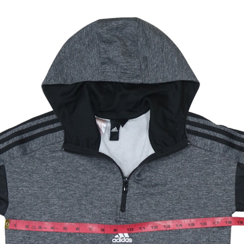 Adidas Boys Grey 1/4 Zip Hooded Sweatshirt Size 10-11 Years