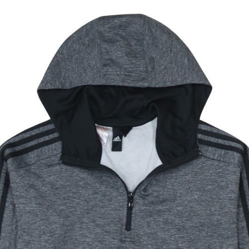 Adidas Boys Grey 1/4 Zip Hooded Sweatshirt Size 10-11 Years