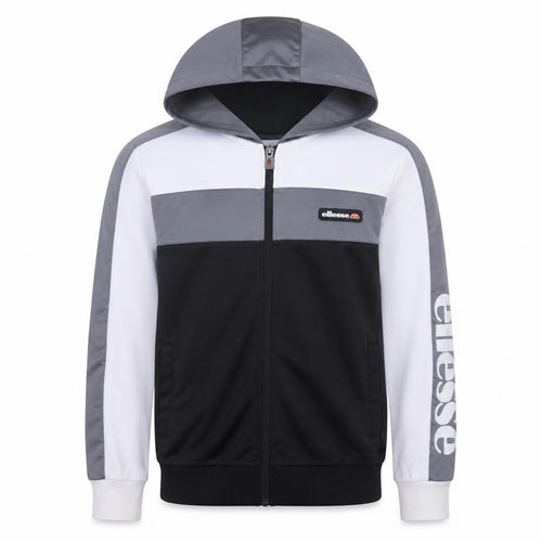 Ellesse Boys Grey Black White Full Zip Hoodie Size 12-13 Years Polyester Cotton