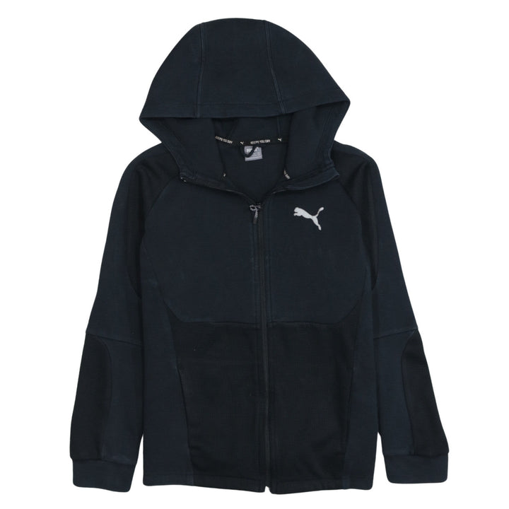 Puma Boys Black Full Zip Hoodie - Size 164cm - Athletic Fit