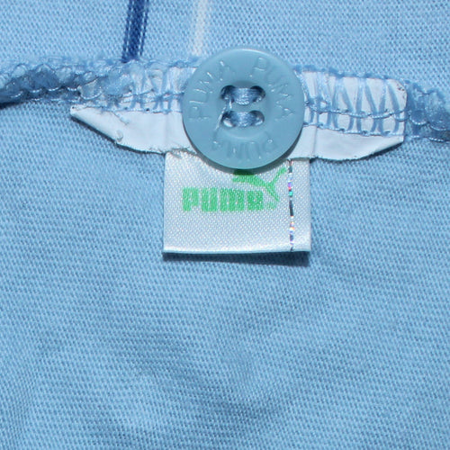 Puma Men Blue Striped Collared Cotton Polo T-Shirt Size L