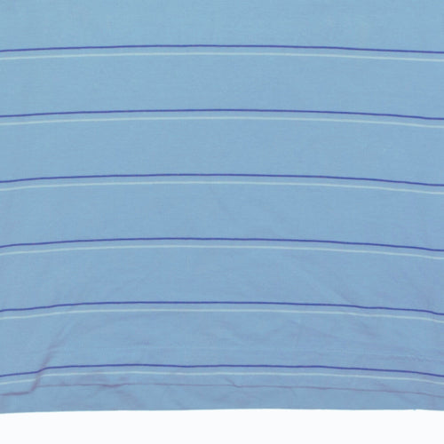 Puma Men Blue Striped Collared Cotton Polo T-Shirt Size L