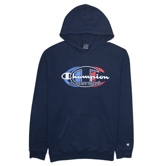 Champion Men's Blue XL Pullover Hoodie with Logo Print