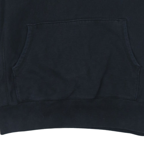 Stussy Men Black Pullover Hoodie Small Logo Streetwear Fleece