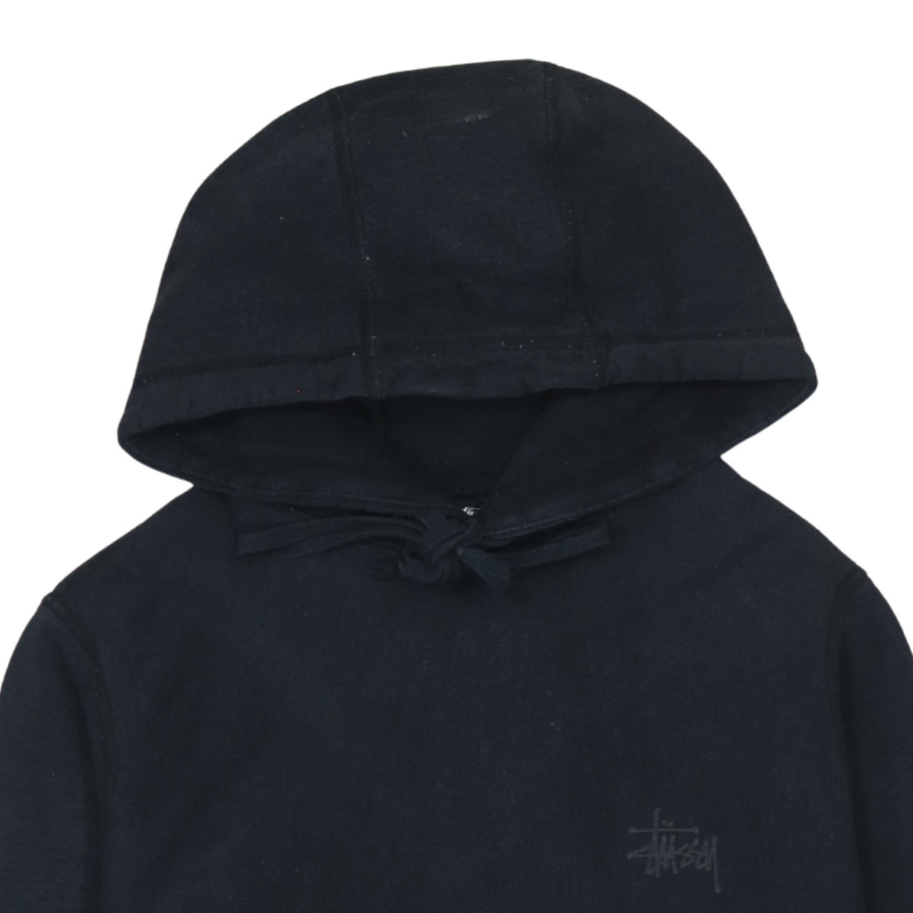Stussy Men Black Pullover Hoodie Small Logo Streetwear Fleece