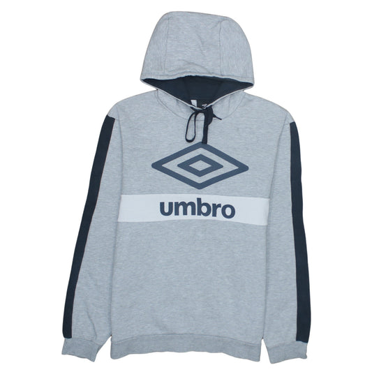 Umbro Mens Grey Pullover Hoodie L Sports Logo Hooded Sweatshirt