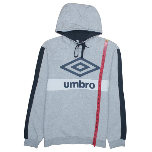 Umbro Mens Grey Pullover Hoodie L Sports Logo Hooded Sweatshirt