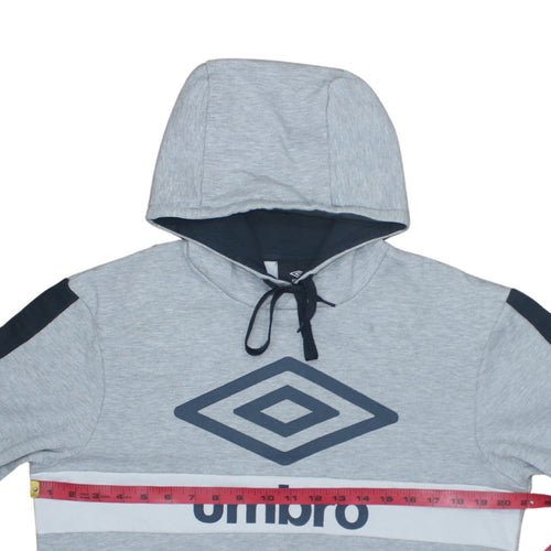 Umbro Mens Grey Pullover Hoodie L Sports Logo Hooded Sweatshirt