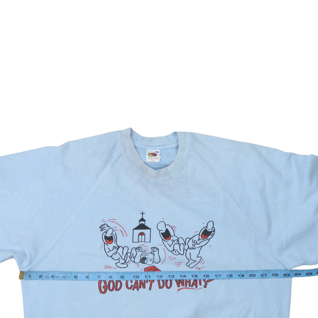 Fruit of the Loom Mens Blue Funny Graphic Pullover Sweatshirt L