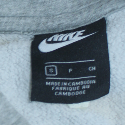 Nike Men's Grey Pullover Hoodie Size S Regular Fit Logo Fleece