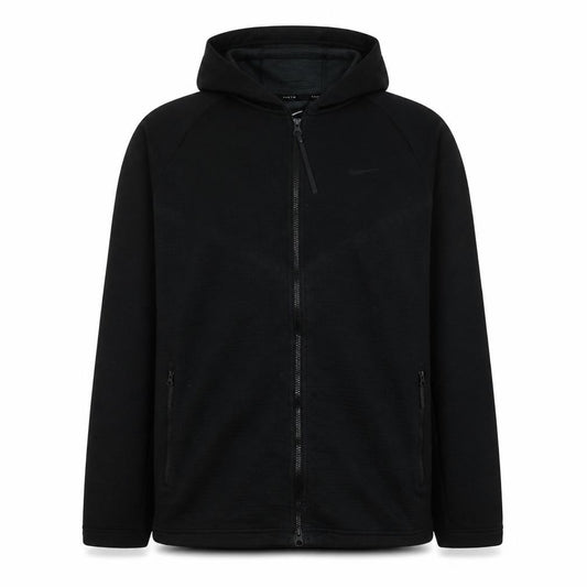 Front view of Nike Men's Black XL Full Zip Hoodie Sweatshirt with Hood