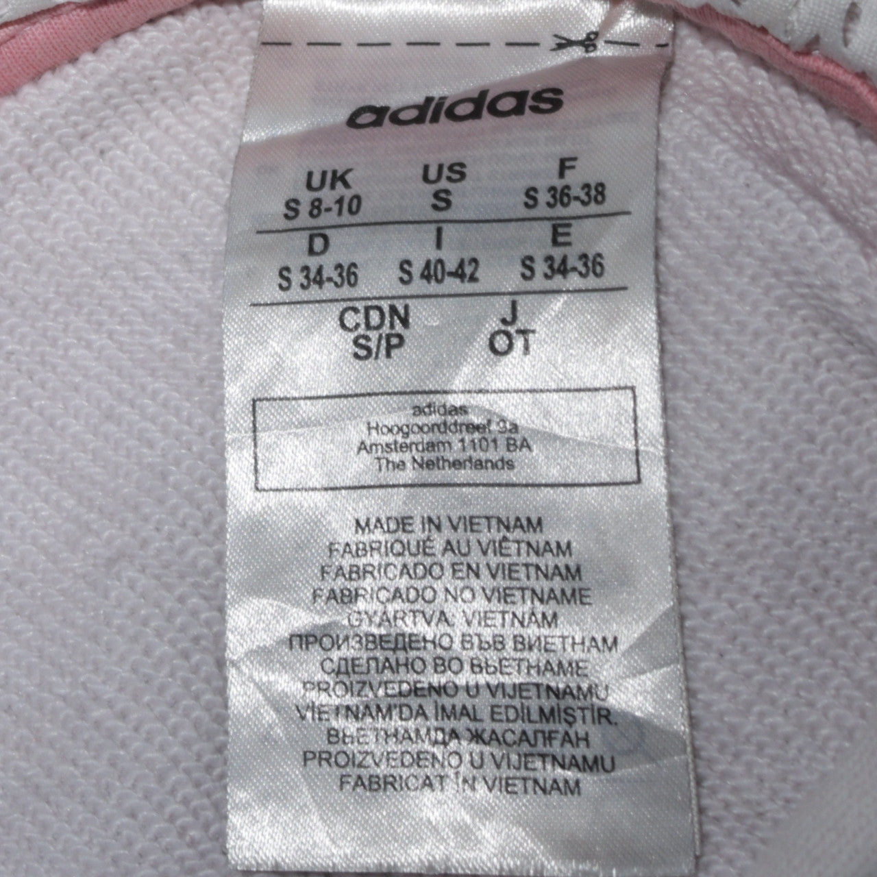Adidas Womens White Pink Logo Print Pullover Hoodie Size S 8-10