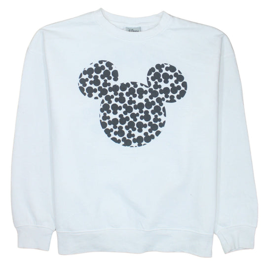 Disney Womens White Mickey Mouse Pullover Sweatshirt Size M 12/14
