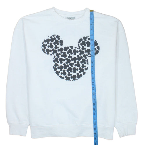Disney Womens White Mickey Mouse Pullover Sweatshirt Size M 12/14