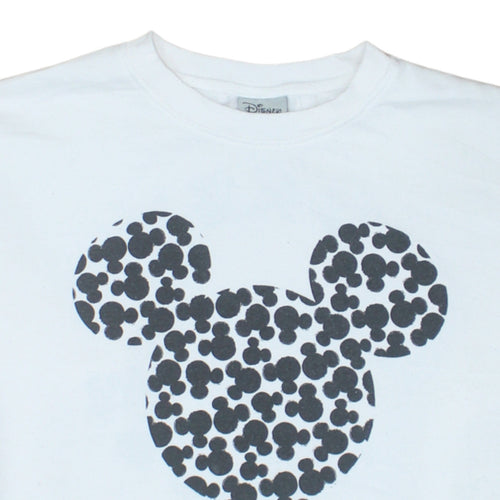 Disney Womens White Mickey Mouse Pullover Sweatshirt Size M 12/14