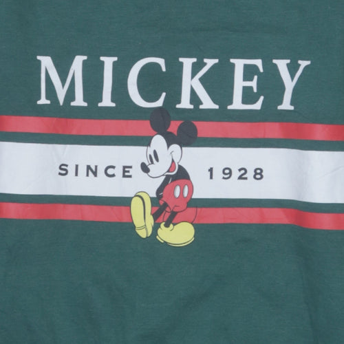 Disney Women Green Mickey Mouse Sweatshirt Size S Crew Neck