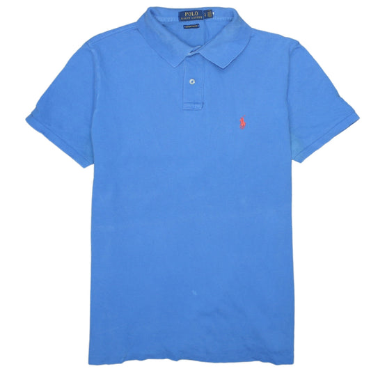 Ralph Lauren Men's Blue Custom Slim Fit Cotton Polo Shirt Size L