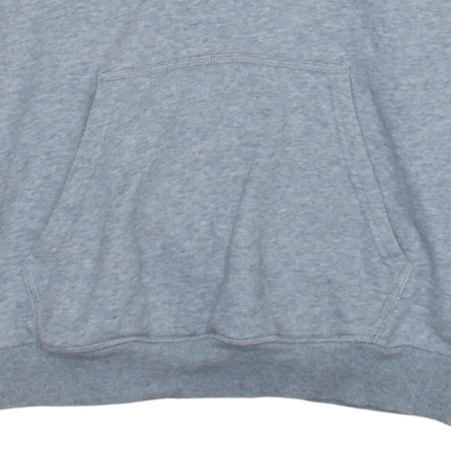 Adidas Womens Grey 1/4 Zip Hooded Sweatshirt UK 14 Lined Logo Pullover