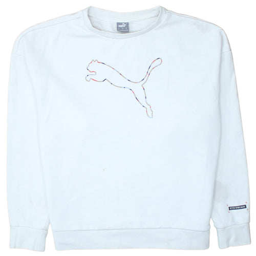 Puma Womens White Medium Crew Neck Pullover Sweatshirt
