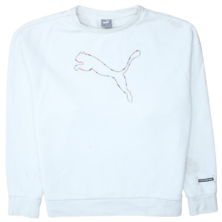 Puma Womens White Medium Crew Neck Pullover Sweatshirt
