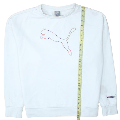 Puma Womens White Medium Crew Neck Pullover Sweatshirt