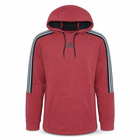 Front view of adidas Men's Red Pullover Hoodie, size S, Sports Fleece