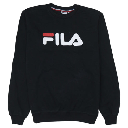 FILA Mens Black Small Logo Crew Neck Pullover Sweatshirt
