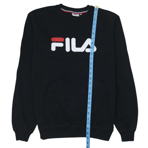 FILA Mens Black Small Logo Crew Neck Pullover Sweatshirt