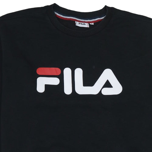 FILA Mens Black Small Logo Crew Neck Pullover Sweatshirt