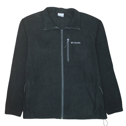 Columbia Men Black Fleece Full Zip Basic Jacket Size L Regular Fit