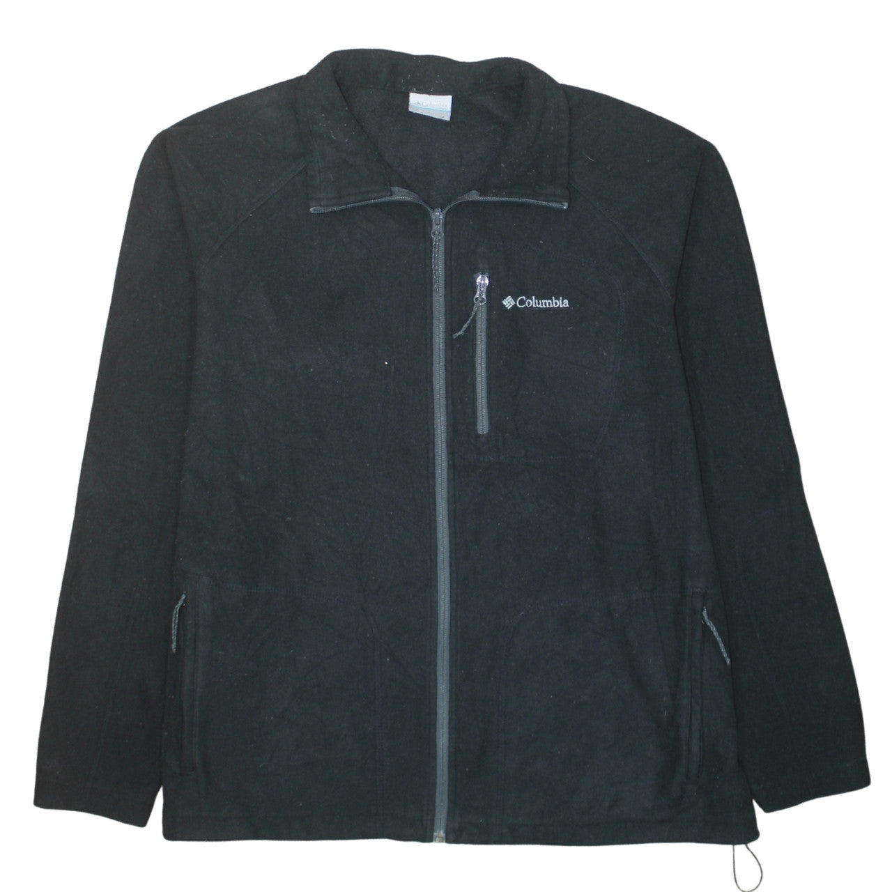 Columbia Men Black Fleece Full Zip Basic Jacket Size L Regular Fit