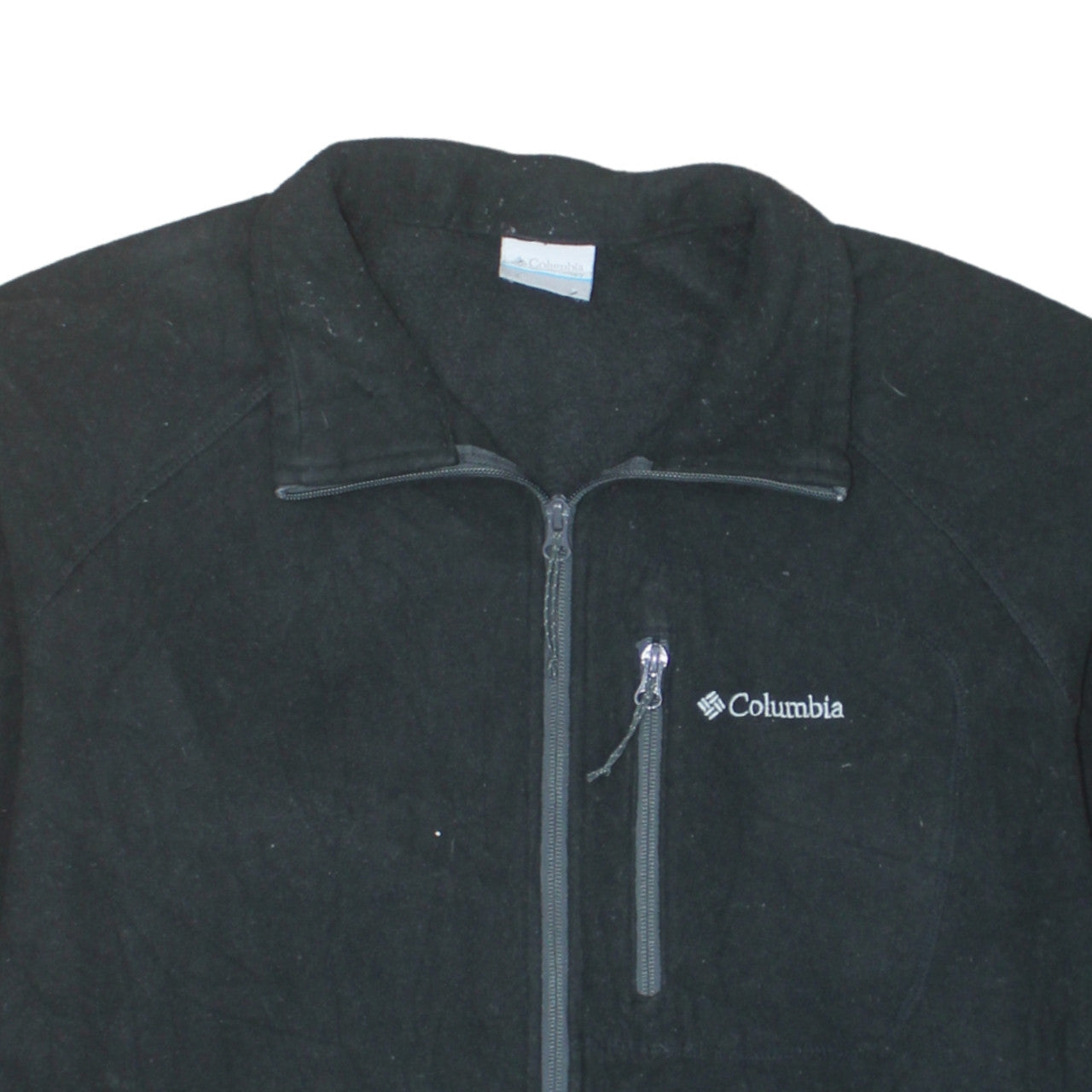 Columbia Men Black Fleece Full Zip Basic Jacket Size L Regular Fit