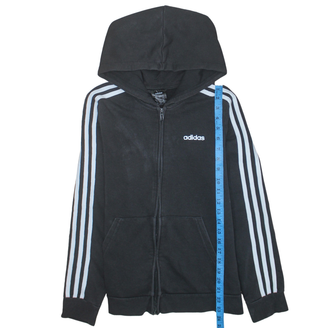 Adidas Womens Black Full Zip Hoodie Size M 12-14 Hooded Sweatshirt