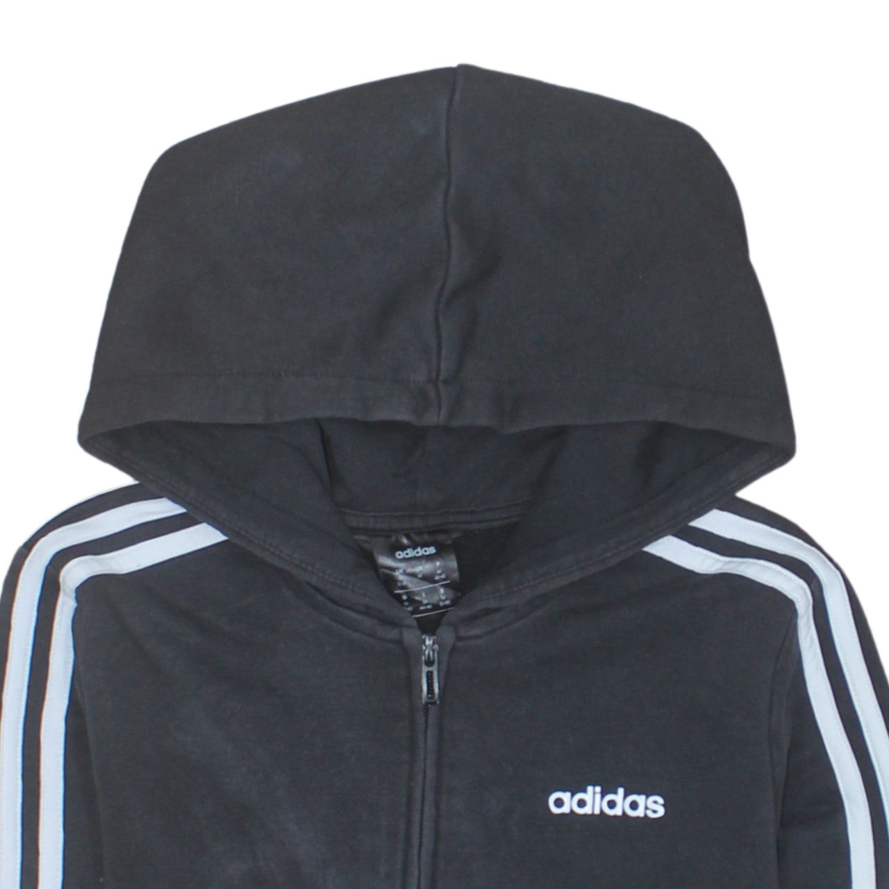 Adidas Womens Black Full Zip Hoodie Size M 12-14 Hooded Sweatshirt