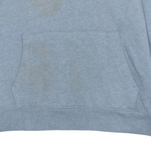 Hollister Men Blue Pullover Hoodie L Fleece Graphic Print Casual