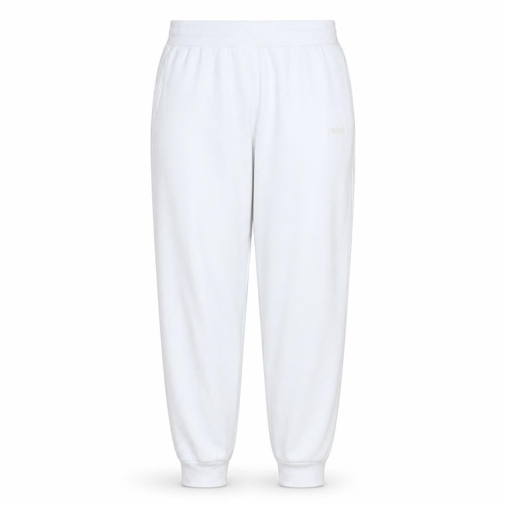 Front view of Puma Women’s White Jogger Sweatpants, size M, Cotton Blend