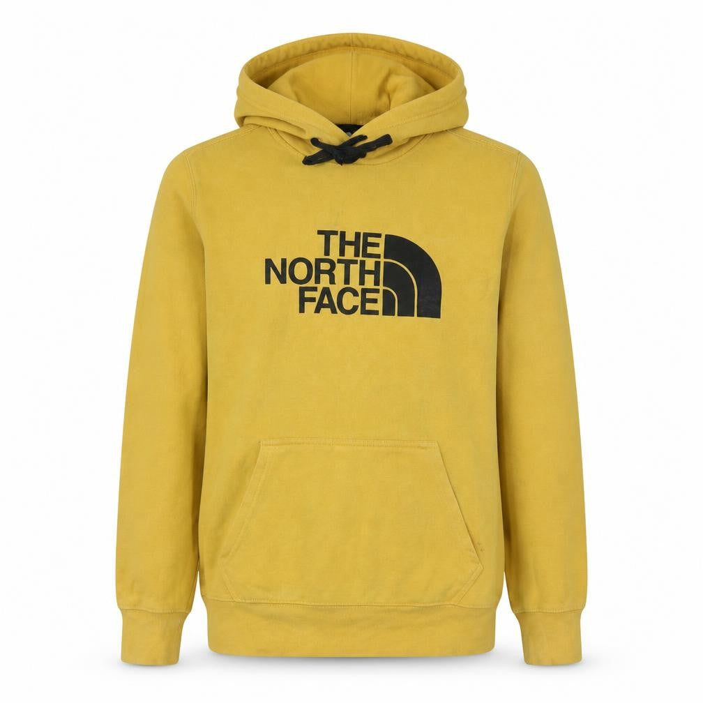 Front view of The North Face Men's Yellow Pullover Hoodie, size S, Regular Fit