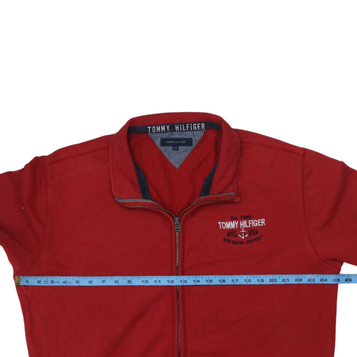 Tommy Hilfiger Mens Red 2XL Track Jacket Full Zip Cotton Stand Collar