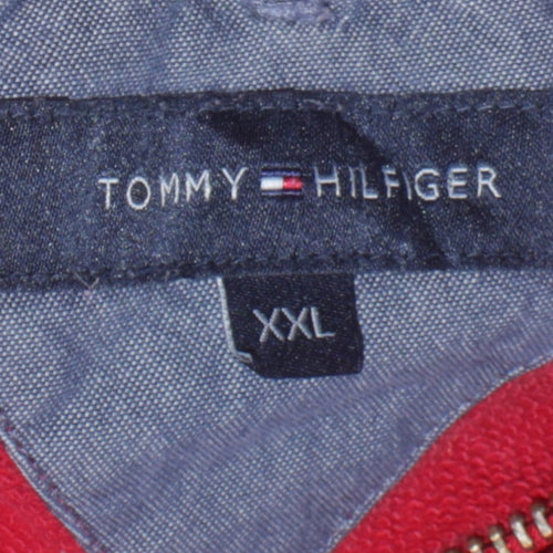 Tommy Hilfiger Mens Red 2XL Track Jacket Full Zip Cotton Stand Collar