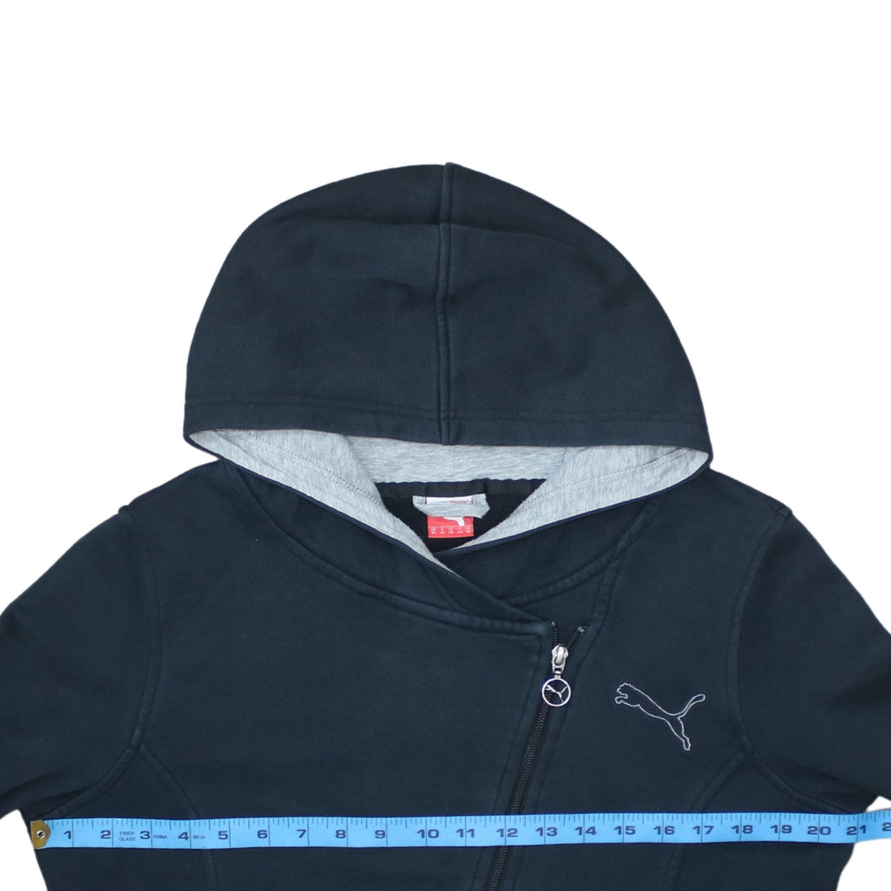 Puma Womens Black Asymmetric Zip Hoodie XL Hooded Sweatshirt