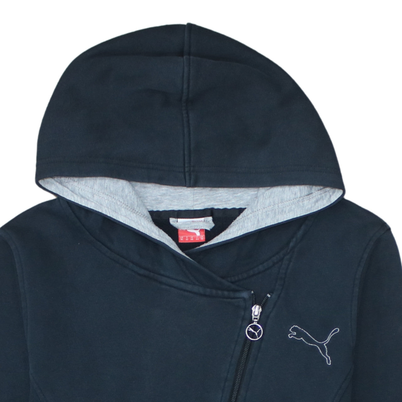 Puma Womens Black Asymmetric Zip Hoodie XL Hooded Sweatshirt