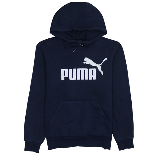 Puma Men's Blue Pullover Hoodie XS Logo Fleece Sweatshirt