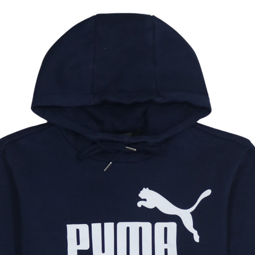 Puma Men's Blue Pullover Hoodie XS Logo Fleece Sweatshirt