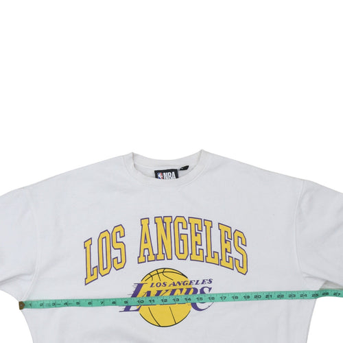 NBA Los Angeles Lakers White Crew Neck Sweatshirt Women L Graphic Print