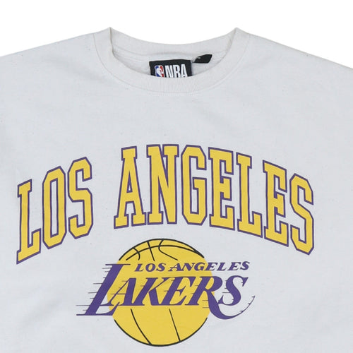 NBA Los Angeles Lakers White Crew Neck Sweatshirt Women L Graphic Print