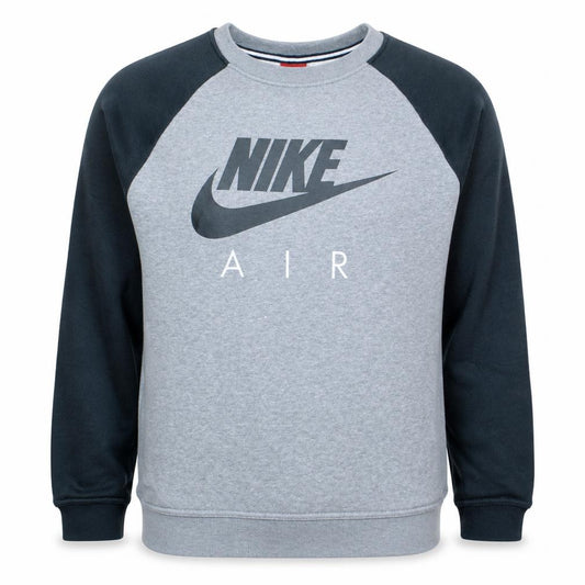 Front view of Nike Men's Grey Graphic Logo Pullover Sweatshirt S